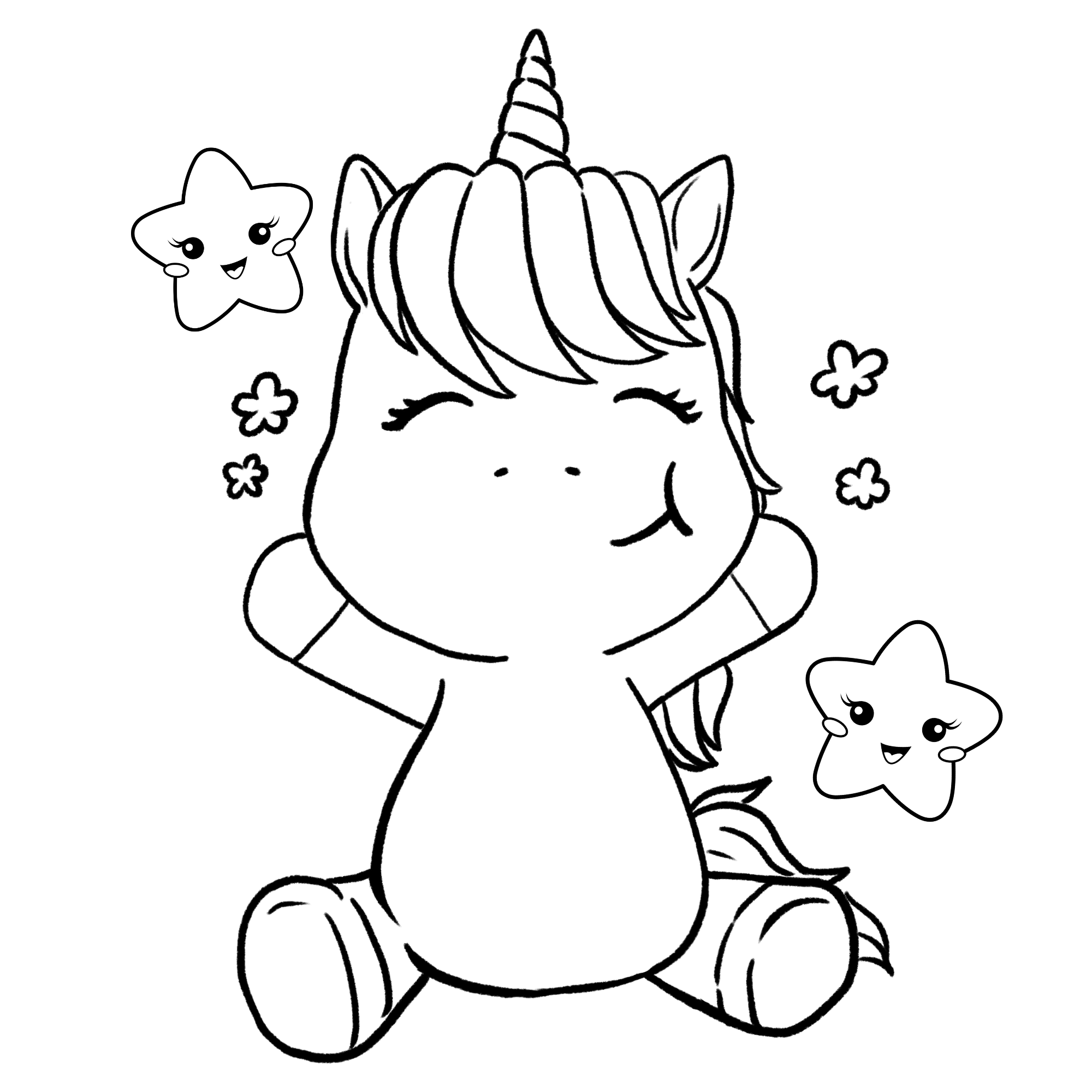 Preview of Unicorn Stars Free Coloring Page