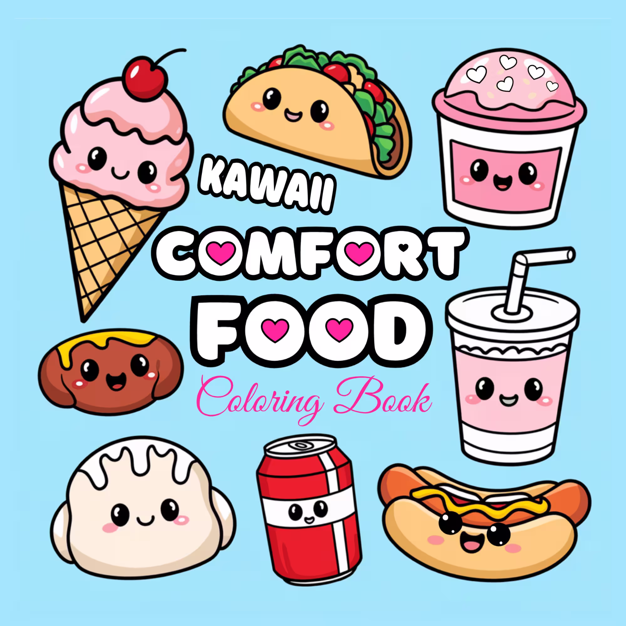 comfort food cute adventures coloring book for tweens and kids and adults